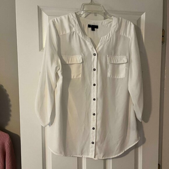 AB Studio Button Down Blouse Size Medium - Picture 1 of 5